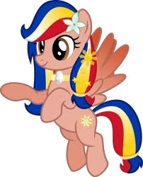 Size: 4000x4953 | Tagged: safe, artist:melisareb, derpibooru import, oc, oc:pearl shine, ponified, unofficial characters only, pegasus, pony, project seaponycon, absurd resolution, cute, female, flower, flower in hair, flying, mare, nation ponies, ocbetes, philippines, simple background, transparent background, vector, wings