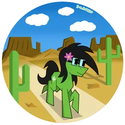Size: 1900x1900 | Tagged: safe, artist:b-cacto, derpibooru import, oc, oc:prickly pears, unofficial characters only, earth pony, pony, angular, cactus, desert, female, flower, flower in hair, glasses, mare, polygonal, simple background, solo, transparent background