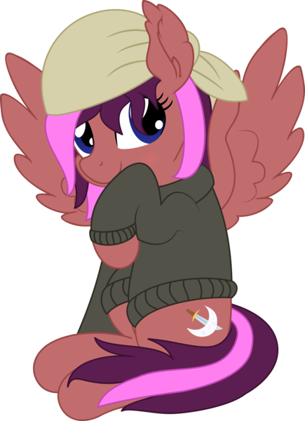 Size: 5489x7569 | Tagged: safe, artist:cyanlightning, derpibooru import, oc, oc:sky, unofficial characters only, pegasus, pony, .svg available, absurd resolution, bandana, clothes, female, looking at you, mare, simple background, solo, spread wings, sweater, transparent background, vector, wings