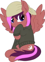 Size: 5489x7569 | Tagged: safe, artist:cyanlightning, derpibooru import, oc, oc:sky, unofficial characters only, pegasus, pony, .svg available, absurd resolution, bandana, clothes, female, looking at you, mare, simple background, solo, spread wings, sweater, transparent background, vector, wings