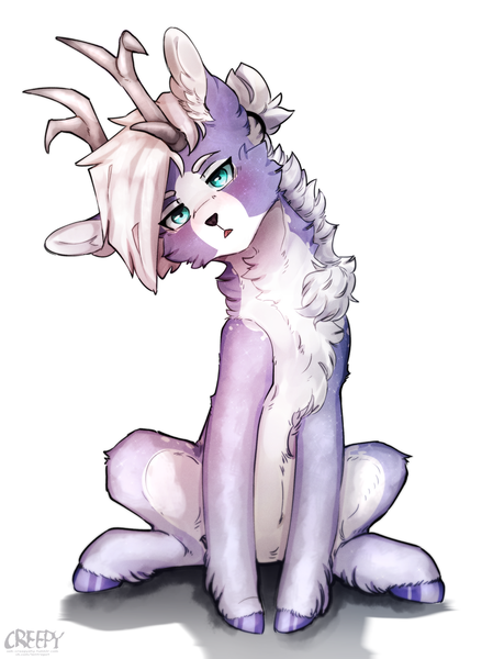 Size: 2280x3048 | Tagged: safe, artist:suplolnope, derpibooru import, oc, oc:aurryhollows, unofficial characters only, deer, deer pony, original species, pony, cheek fluff, chest fluff, simple background, solo, white background