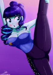 Size: 1440x2060 | Tagged: suggestive, artist:the-butch-x, derpibooru import, coloratura, equestria girls, armpits, big breasts, blushing, breasts, busty coloratura, clothes, erect nipples, female, flexible, nipple outline, open clothes, rara, sexy, solo, solo female, spread legs, spreading, standing splits, stretching, stupid sexy coloratura, sweat, thighs, tight clothing, underass, yoga