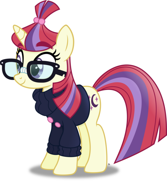 Size: 3449x3745 | Tagged: safe, artist:anime-equestria, derpibooru import, moondancer, pony, unicorn, adorkable, buttons, clothes, cute, dancerbetes, dork, female, glasses, happy, horn, mare, simple background, smiling, solo, sweater, thick eyebrows, transparent background, vector