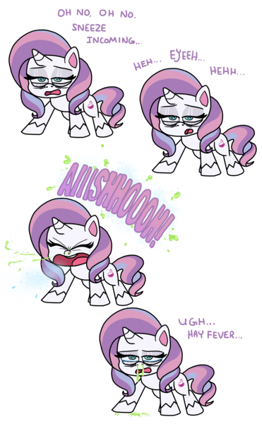 Size: 5849x9472 | Tagged: safe, artist:anyponedrawn, derpibooru import, potion nova, my little pony: pony life, absurd resolution, allergies, comic, crying, hay fever, lidded eyes, mucus, nostrils, sick, simple background, sneeze spray, sneezing, snot, spit, squick, tears of sickness, transparent background