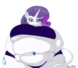 Size: 800x700 | Tagged: suggestive, artist:professordoctorc, derpibooru import, rarity, anthro, unicorn, bbw, belly, belly button, belly piercing, big belly, big breasts, blushing, both cutie marks, bra, breasts, busty rarity, clothes, crop top bra, ear piercing, earring, fat, female, grope, huge breasts, image, jewelry, looking at you, morbidly obese, obese, piercing, png, raritubby, self grope, simple background, solo, solo female, underboob, underwear, white background
