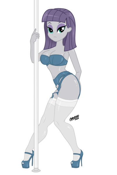 Size: 2666x4000 | Tagged: suggestive, artist:chancero, derpibooru import, maud pie, equestria girls, belly button, big breasts, bra, breasts, busty maud pie, cleavage, clothes, female, garter belt, high heels, legs, lingerie, panties, sexy, shoes, simple background, socks, solo, stiletto heels, stockings, stripper, stripper pole, stupid sexy maud pie, thigh highs, transparent background, underwear
