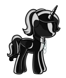 Size: 2992x3492 | Tagged: alicorn, alicorn oc, artist:andrevus, bondage, chains, collar, derpibooru import, doll, dollified, encasement, horn, inanimate tf, latex, latexified, latex pony, living latex, no eyes, oc, oc:pinkmane, original species, rubber, rubber drone, show accurate, simple background, solo, suggestive, toy, transformation, transparent background, unofficial characters only, wings