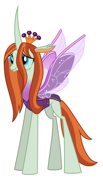 Size: 1024x1756 | Tagged: artist:emeraldblast63, changedling, changeling, crackle cosette, derpibooru import, disguise, disguised changeling, female, purified chrysalis, queen chrysalis, reformed, safe, shutterbug, simple background, smiling, solo, spread wings, transparent background, vector, wings