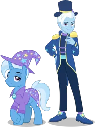Size: 3730x4960 | Tagged: safe, alternate version, artist:limedazzle, derpibooru import, trixie, pony, unicorn, equestria girls, equestria girls series, spoiler:eqg series (season 2), absurd resolution, clothes, equestria guys, hat, human ponidox, lidded eyes, magician outfit, male, pants, raised hoof, rule 63, self paradox, self ponidox, shoes, show accurate, simple background, smiling, solo, stallion, transparent background, underhoof, wizard hat