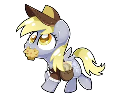 Size: 2560x2048 | Tagged: safe, artist:sugar morning, derpibooru import, derpy hooves, pegasus, pony, cap, clothes, cute, derpabetes, female, food, hat, mail, mailbag, mailmare, mailpony, muffin, simple background, solo, transparent background