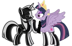 Size: 7000x4418 | Tagged: semi-grimdark, artist:severity-gray, derpibooru import, mean twilight sparkle, twilight sparkle, pony, unicorn, absurd resolution, bdsm, bondage, clothes, collar, collar ring, crown, doll, dollified, evil clone, evil grin, eyeshadow, female, glossy, gloves, grin, horn, horn ring, impersonating, inanimate tf, jewelry, kidnapped, latex, latex gloves, latex socks, latex suit, latexified, makeup, mare, mistress, regalia, ring, rubber, rubber suit, scarf, shiny, slave, smiling, smirk, socks, submission, submissive, toy, transformation, trapped, wings