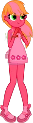 Size: 442x1624 | Tagged: safe, artist:mobian-gamer, artist:piepinkie1, derpibooru import, oc, oc:blossoming apple, unofficial characters only, equestria girls, apron, base used, clothes, cute, dress, eye clipping through hair, female, freckles, gloves, hands together, mary janes, next generation, offspring, parent:big macintosh, parent:fluttershy, parents:fluttermac, shoes, simple background, socks, solo, transparent background, watermark