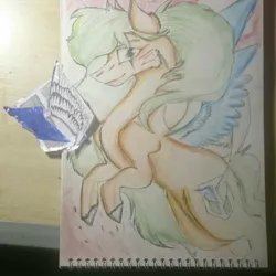 Size: 1080x1080 | Tagged: safe, artist:olyaandspid, derpibooru import, ponified, pegasus, pony, attack on titan, rearing, scar, smiling, solo, survey corps, traditional art