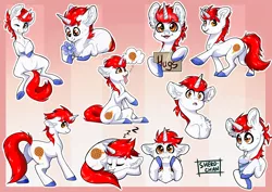 Size: 3508x2480 | Tagged: safe, artist:sherochan, derpibooru import, oc, oc:stroop, oc:stroopwafeltje, oc:waffles, unofficial characters only, pony, unicorn, commission, convention, convention oc, cute, horn, male, multiple variants, ponyconholland, sticker, sticker pack, unicorn oc, ych result