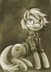 Size: 1000x1400 | Tagged: safe, artist:darkdoomer, derpibooru import, oc, oc:aryanne, unofficial characters only, earth pony, pony, art pack:marenheit 451, /mlp/, black and white, clothes, colored, female, grayscale, mare, monochrome, nazi, solo, swastika, traditional art, uniform