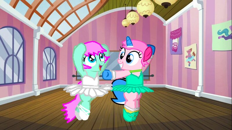 Size: 1920x1080 | Tagged: safe, artist:angrymetal, derpibooru import, oc, oc:beauty dash, pegasus, pony, unicorn, ballerina, ballerinas, ballet, ballet slippers, clothes, en pointe, female, filly, tutu, tutus, tututiful, unikitty, unikitty! (tv series)