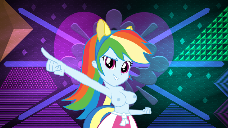 Size: 3840x2160 | Tagged: questionable, artist:drweb70, artist:laszlvfx, artist:wanderingeditor, derpibooru import, edit, rainbow dash, equestria girls, armpits, bare chest, big breasts, breast edit, breasts, busty rainbow dash, canterlot high, cleavage, clothes, cute, dashabetes, fake tail, female, helping twilight win the crown, huge breasts, image, looking at you, nipples, nudity, partial nudity, png, pony ears, school spirit, show accurate, simple background, skirt, smiling, solo, solo female, topless, topless edit, underwear, vector, wallpaper, wallpaper edit, wondercolts