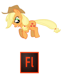 Size: 595x633 | Tagged: safe, artist:ewrrfb, derpibooru import, applejack, earth pony, pony, adobe flash, angry, animated, blonde mane, bouncing, cowboy hat, female, green eyes, hat, jumping, simple background, solo, white background