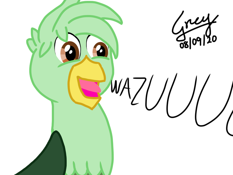 Size: 2048x1536 | Tagged: artist needed, source needed, safe, derpibooru import, oc, oc:gregory griffin, gryphon, annoying orange, griffon oc, solo