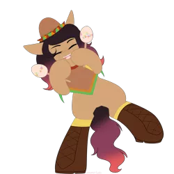 Size: 3000x3000 | Tagged: safe, artist:xcinnamon-twistx, derpibooru import, oc, oc:pancita, unofficial characters only, earth pony, pony, clothes, cute, dancing, eyes closed, female, hat, knee highs, maracas, mare, mexican, musical instrument, open mouth, shoes, simple background, socks, solo, sombrero, teeth, transparent background