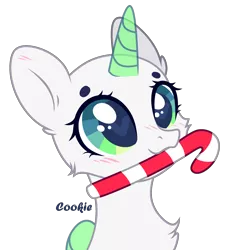 Size: 2634x2720 | Tagged: safe, artist:lazuli, derpibooru import, oc, unofficial characters only, alicorn, pony, alicorn oc, bald, base, blushing, bust, candy, candy cane, chest fluff, eyelashes, food, horn, mouth hold, simple background, solo, transparent background, wings