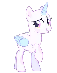 Size: 2200x2800 | Tagged: safe, artist:lazuli, derpibooru import, oc, unofficial characters only, alicorn, pony, alicorn oc, bald, base, eyelashes, heart eyes, horn, raised hoof, simple background, smiling, solo, transparent background, wingding eyes, wings