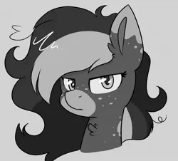 Size: 1280x1158 | Tagged: safe, artist:northwindsmlp, derpibooru import, oc, oc:chocolate milk, pony, bust, female, mare, monochrome, portrait, solo