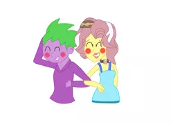 Size: 1537x1104 | Tagged: artist needed, source needed, safe, derpibooru import, spike, vignette valencia, human, equestria girls, arm in arm, blushing, eyes closed, human spike, humanized, shipping, smiling, vignespike