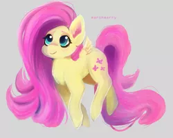 Size: 3000x2400 | Tagged: safe, artist:skylacuna, derpibooru import, fluttershy, pegasus, pony, cute, female, gray background, high res, mare, shyabetes, simple background, small wings, solo, wings