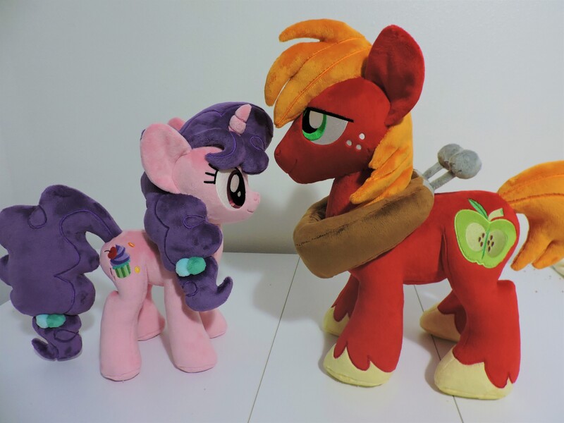 Size: 4608x3456 | Tagged: safe, artist:little-broy-peep, derpibooru import, big macintosh, sugar belle, earth pony, pony, unicorn, cute, female, high res, irl, macabetes, male, photo, plushie, shipping, straight, sugarbetes, sugarmac