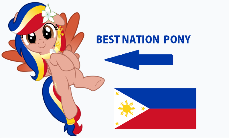 Size: 888x538 | Tagged: safe, artist:jhayarr23, derpibooru import, edit, vector edit, oc, oc:pearl shine, ponified, unofficial characters only, pegasus, pony, caption arrow, cute, flower, flower in hair, flying, looking at you, nation ponies, ocbetes, patriotic, philippines, show accurate, simple background, solo, vector, white background