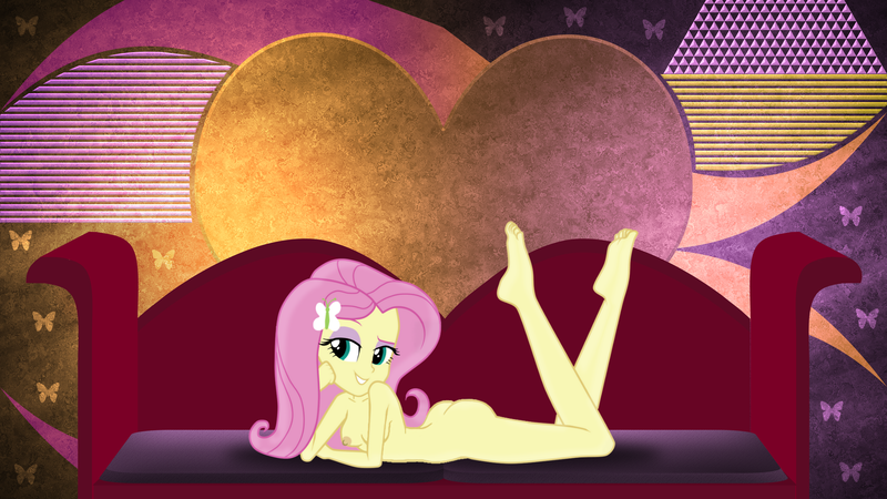 Size: 3840x2160 | Tagged: questionable, artist:darthrexx, artist:laszlvfx, derpibooru import, edit, edited edit, editor:astroboy84, vector edit, fluttershy, human, equestria girls, equestria girls series, abstract background, adorasexy, ass, barefoot, beautiful, beautiful eyes, beautisexy, bedroom eyes, breasts, busty fluttershy, butt, complete nudity, cute, dat butt, feet, feet up, female, flutterbutt, foot focus, high res, image, legs in air, long hair, looking at you, meme, nipples, nudity, pink hair, png, seductive, seductive look, seductive pose, sexy, smiling, smiling at you, sofa bed, solo, solo female, toes, vector, wallpaper, wallpaper edit, wallpaper for the fearless