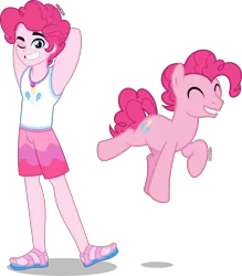 Size: 3503x4000 | Tagged: safe, artist:orin331, derpibooru import, pinkie pie, earth pony, pony, equestria girls, bubble berry, cute, cutie mark, equestria guys, eyes closed, feet, geode of sugar bombs, grin, handsome, human ponidox, magical geodes, male, one eye closed, rule 63, sandals, self paradox, self ponidox, simple background, smiling, stallion, transparent background, wink