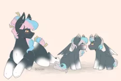 Size: 4535x3025 | Tagged: safe, artist:shinningblossom12, derpibooru import, oc, oc:trinity, oc:vanessa, oc:vanity, unofficial characters only, earth pony, pegasus, pony, :p, colt, earth pony oc, female, filly, male, mare, offspring, parents:oc x oc, pegasus oc, prone, socks (coat marking), tongue out, wings