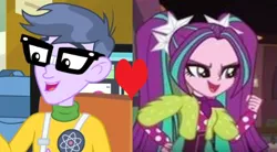 Size: 435x240 | Tagged: safe, derpibooru import, edit, edited screencap, screencap, aria blaze, microchips, equestria girls, equestria girls (movie), equestria girls series, sunset's backstage pass!, spoiler:eqg series (season 2), ariachips, female, heart, male, shipping, shipping domino, straight