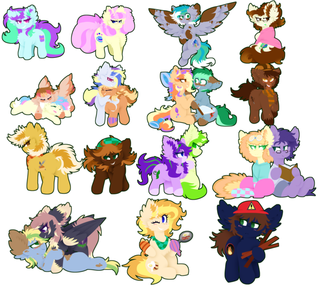 Size: 2620x2391 | Tagged: safe, artist:vanillaswirl6, derpibooru import, oc, oc:axe fisher, oc:brittle biscuit, oc:cerulean bird, oc:charred chocolate, oc:cirrus fever, oc:citra, oc:cobalt blast, oc:corrosive day, oc:flickered joy, oc:forest fire, oc:historic shine, oc:lavender raze, oc:lemon lime, oc:may basil, oc:minced meat, oc:pleasant plume, oc:potassium iodide, oc:scented candle, oc:scrambled sunshine, oc:swedish meatballs, oc:vanilla swirl, unofficial characters only, simple background, transparent background