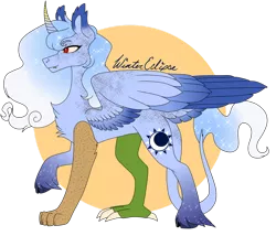 Size: 1280x1098 | Tagged: safe, artist:mischievousartist, derpibooru import, oc, oc:winter eclipse, unofficial characters only, draconequus, hybrid, draconequus hybrid, female, interspecies offspring, offspring, parent:discord, parent:princess luna, parents:lunacord, simple background, solo, transparent background