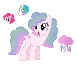 Size: 1280x1100 | Tagged: safe, artist:tenderrain46, derpibooru import, pinkie pie, princess celestia, oc, earth pony, pony, female, magical lesbian spawn, mare, offspring, parent:pinkie pie, parent:princess celestia, parents:pinkielestia, simple background, transparent background