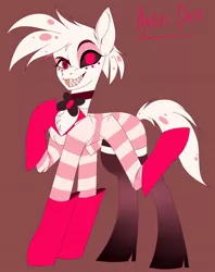 Size: 1258x1585 | Tagged: safe, artist:pearl123_art, derpibooru import, ponified, pony, angel dust, clothes, grin, hazbin hotel, heterochromia, male, multiple limbs, smiling, solo