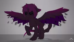 Size: 1920x1080 | Tagged: artist:drarkusss0, dark, demon, derpibooru import, discord, evil, no eyes, oc, oc villain, original, purple, safe, solo, standing, tail, void, wings