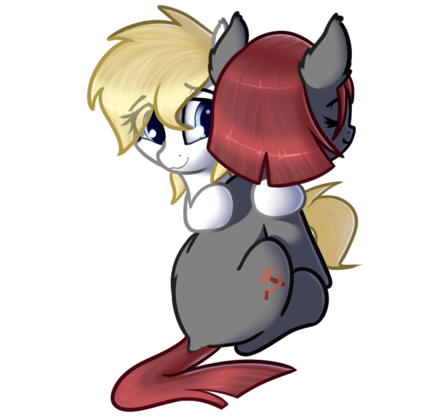 Size: 732x725 | Tagged: safe, artist:neuro, derpibooru import, oc, oc:aryanne, oc:veronika, pony, art pack:marenheit 451, /mlp/, hug