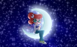 Size: 4113x2529 | Tagged: safe, artist:lumi-infinite64, derpibooru import, human, equestria girls, cartoon network, crescent moon, crossover, female, johnny test, mary test, moon, night, night sky, sky, solo, teletoon