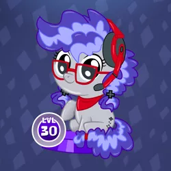 Size: 1250x1250 | Tagged: safe, artist:sashagemini, derpibooru import, oc, oc:cinnabyte, unofficial characters only, earth pony, pony, abstract background, pigtails, pocket ponies, solo