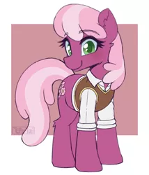 Size: 518x604 | Tagged: safe, artist:puetsua, derpibooru import, cheerilee, earth pony, pony, cheeribetes, clothes, colored pupils, cute, ear fluff, equestria girls outfit, female, leg fluff, looking at you, mare, solo, sweater vest