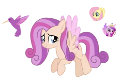 Size: 1280x891 | Tagged: safe, artist:tenderrain46, derpibooru import, fluttershy, princess cadance, oc, pegasus, pony, female, magical lesbian spawn, mare, offspring, parent:fluttershy, parent:princess cadance, parents:flutterdance, simple background, transparent background