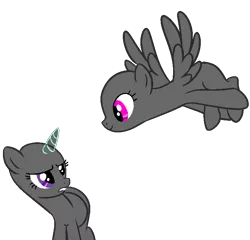 Size: 751x720 | Tagged: safe, artist:intfighter, derpibooru import, oc, unofficial characters only, pegasus, pony, unicorn, base, duo, eyelashes, flying, horn, pegasus oc, simple background, transparent background, unamused, unicorn oc, wings