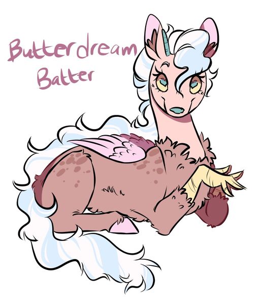 Size: 1280x1489 | Tagged: safe, artist:dollysdoodles, derpibooru import, oc, oc:butterdream batter, draconequus, draconequus oc, heart eyes, interspecies offspring, looking at you, offspring, parent:discord, parent:pinkie pie, parents:discopie, simple background, solo, white background, wingding eyes, yellow sclera