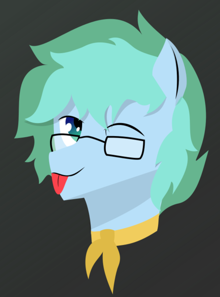 Size: 576x777 | Tagged: safe, artist:samsailz, derpibooru import, oc, oc:sailz, glasses, mlem, neckerchief, one eye closed, silly, simple shading, smiling, tongue out, wink