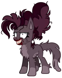 Size: 1280x1605 | Tagged: semi-grimdark, artist:venomous-cookietwt, derpibooru import, oc, oc:cartoon party, unofficial characters only, cat, cat pony, earth pony, original species, pony, base used, blood, creepy, creepy smile, evil grin, evil side, fluffy, grin, parent:cartoon cat, parent:pinkie pie, scary, simple background, smiling, solo, transparent background