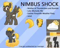 Size: 2500x2000 | Tagged: safe, artist:deserter, derpibooru import, oc, oc:nimbus shock, unofficial characters only, pegasus, pony, abstract background, blue background, cloud, cropped tail, cutie mark, cutiespark, empty space, female, filly, flying nimbus, mare, mother, mullet, nimbus, proud, short, short hair, simple background, smol, spread wings, sun bleached, tomboy, wings